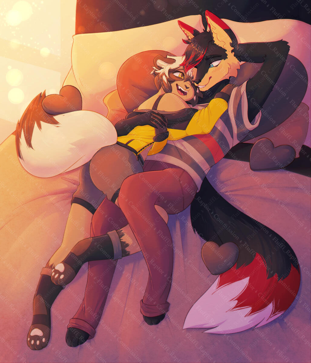 Full body 2 characters and Complex background